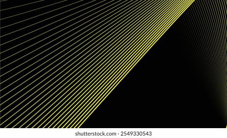 Black abstract backround with yellow curve line for backdrop or presentation