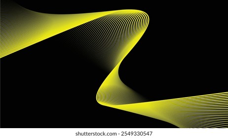 Black abstract backround with yellow curve line for backdrop or presentation