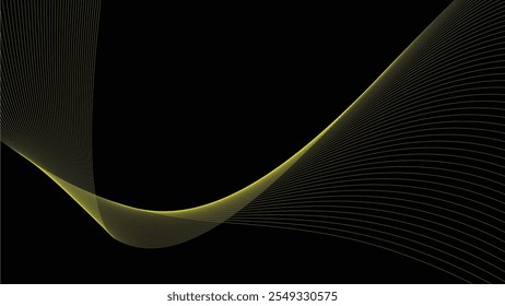 Black abstract backround with yellow curve line for backdrop or presentation
