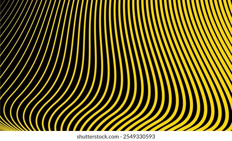 Fundo abstrato preto com linha de curva amarela para o fundo ou apresentação