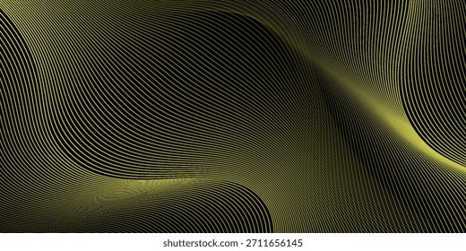 Fondo abstracto negro con línea de curva amarilla para el telón de fondo o la presentación