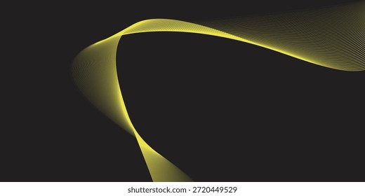 Black abstract backround with yellow curve line for backdrop or presentation