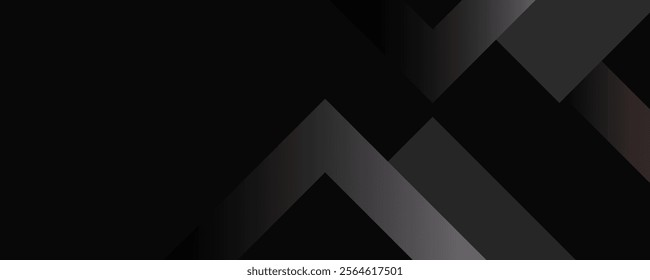 BLACK ABSTRACT banner background. Dark deep black dynamic vector background. Modern creative premium gradient. 3d cover of business presentation banner with geometric element