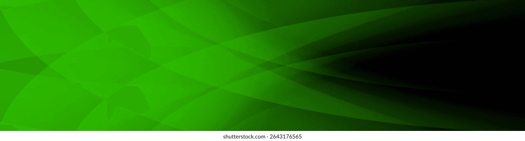 Black abstract banner with neon green gradient mesh. Futuristic design