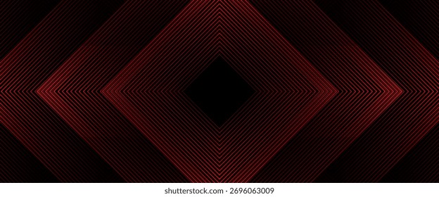 Black abstract banner with red triangular pattern, modern geometric texture, diagonal rays and angles. Background template

