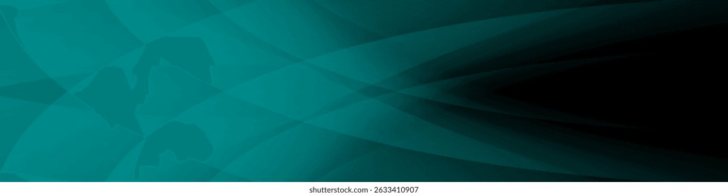 Black abstract banner with teal green gradient mesh. Futuristic design	