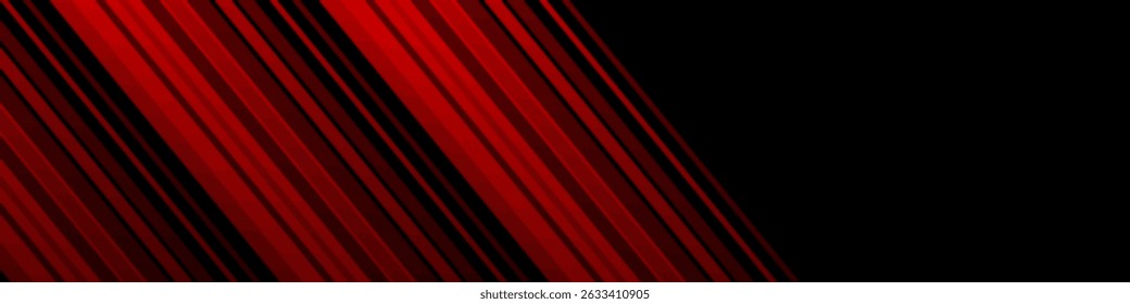 Black abstract banner with thin red stripes, overlay gradient pattern, futuristic design	