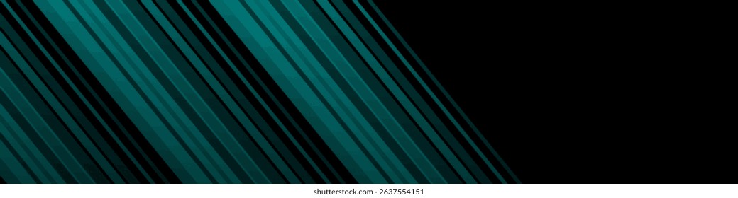 Black abstract banner with thin teal stripes, overlay gradient pattern, futuristic design