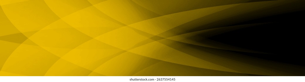 Black abstract banner with yellow gradient mesh. Futuristic design