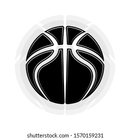 Black abstract basketball symbol isolated on white background