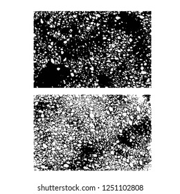 Black abstract big imprint thick paint strokes isolated on white background