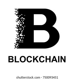 Black abstract blockchain symbol isolated on white background