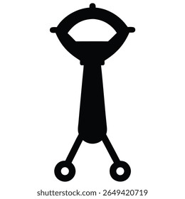 A black abstract bottle opener artwork showcases its design and function. The bottle opening system is clearly visible. Its on a transparent background.