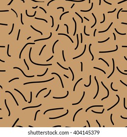 Black abstract brush line  seamless pattern on beige background. Fashion graphic design. Template for prints, textile, wrapping and decoration, wallpaper. Vector illustration.
