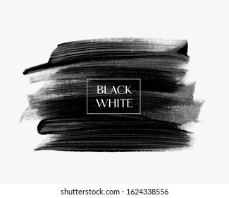 Black abstract brush paint stroke over white background vector. Isolated. Perfect design element for banner, logo and sale poster.	