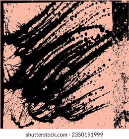 Black abstract brush stroke  illustration background. Isolated in pink background