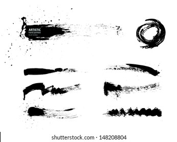 Colección de trazos de pincel abstracto negro 