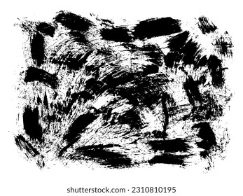 Golpes de pincel abstracto negro. Mancha de tinta aislada sobre fondo blanco. Elementos de diseño de textura de color gris. Ilustración vectorial, eps 10.