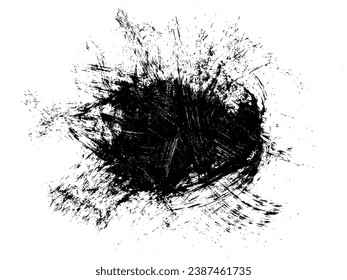 Black abstract brush strokes. Ink stain isolated on white background. Design element  blotch. Vector illustration, eps 10.