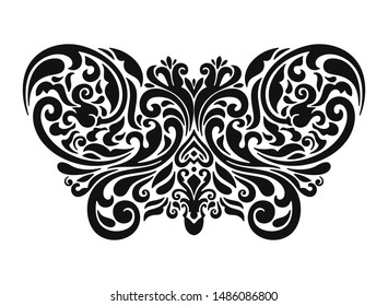 Black Abstract Butterfly Isolated White Background Stock Vector ...