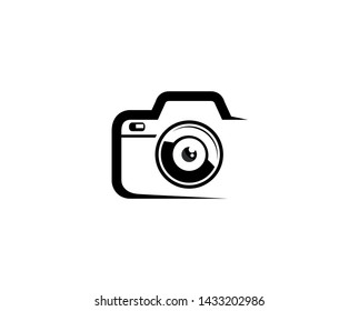 Black Abstract Camera Logo Lines Design Symbol Vector Illustration