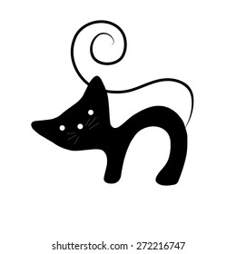 Black abstract cat on white background. 