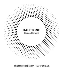 Black Abstract Circle Frame Halftone Dots Logo Design Element for medical treatment, cosmetic. Circle Border Icon halftone square dot vector elements. Halftone circle emblem. Vector illustration