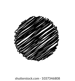 Black Abstract Circle Sketchy Scribble Background, Vector Design