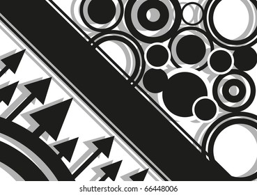 Black abstract circles and arrows. vector illustration
