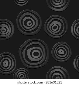 Black abstract circles background. Vector illustration