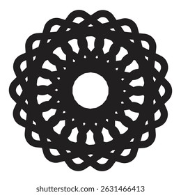 Black abstract circular floral mandala vector art and illustration design. 