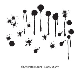 Black abstract color drops. Vector Illustration. Halloween concept.