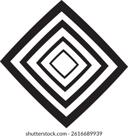 A black, abstract concentric diamond vector logo