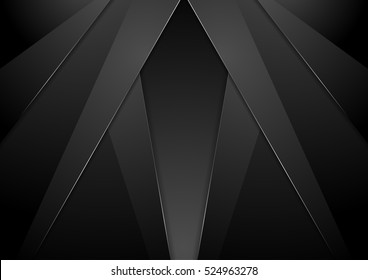 Black Abstract Concept Material Tech Background. Vector Corporate Geometric Design