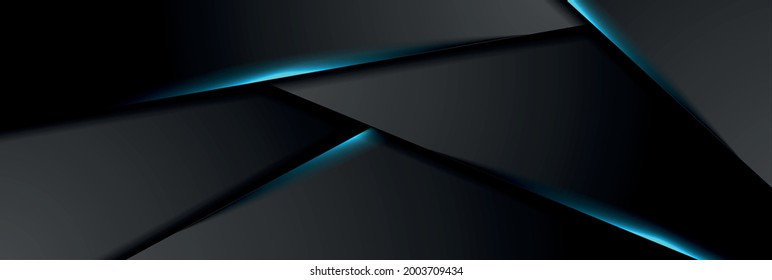 Fondo corporativo abstracto negro con luz brillante azul. Diseño de pancartas vectoriales