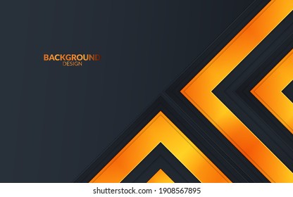 Black abstract corporate background with gold lines. Vector design