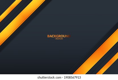 Black abstract corporate background with gold lines. Vector design