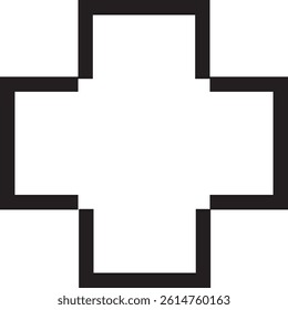 A black, abstract cross vector logo or symbol