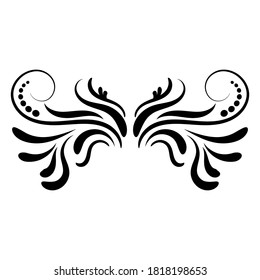 Black abstract curly element for design, swirl, curl. Divider, frame isolated on white background. Vector illustration.   