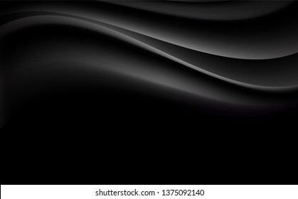 Black abstract curve and wavy illustration background