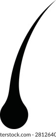 Black abstract curved shape with a bulbous base and tapering point on white background