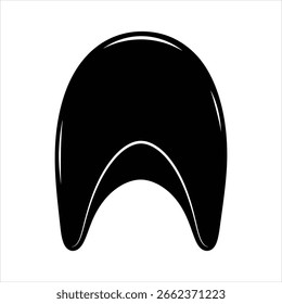 Forma curva abstrata preta com realces brancos no plano de fundo branco