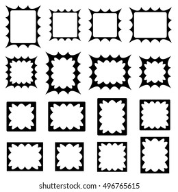 Black abstract curved spiky shape frame design set