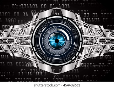 black abstract cyber future technology concept background, vector illustration, circuit, binary code, eye