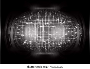black abstract cyber future technology concept background, illustration, circuit, binary code.