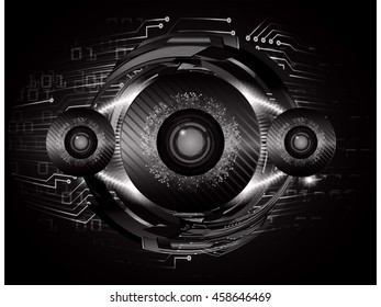 black abstract cyber future technology concept background, illustration, circuit, binary code.