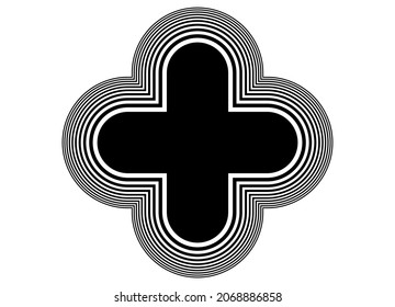 Schwarzes abstraktes Design-Element auf weißem Hintergrund mit parallelen Linien. Moderner, Vektorgestreifter Hintergrund.