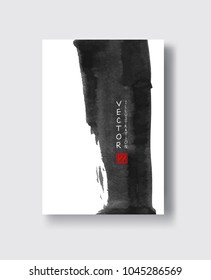 Black abstract design. Ink paint on brochure, Monochrome element isolated on white. Grunge banner paints. Simple composition. Liquid ink. Background for banner, card, poster, identity,web design.