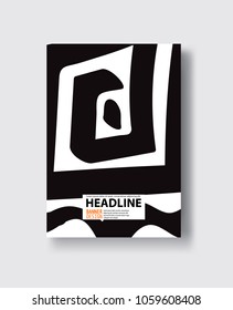 Black abstract design. Ink paint on brochure, Monochrome element isolated on white. Grunge banner paints. Simple composition. Liquid ink. Background for banner, card, poster, identity,web design.