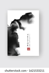 Black abstract design. Ink paint on brochure, Monochrome element isolated on white. Grunge banner paints. Simple composition. Liquid ink. Background for banner, card, poster, identity,web design.